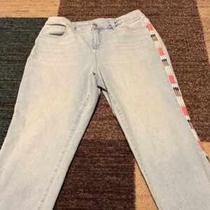 Style & Co. Light Blue Curvy Capri Jeans with Embroidered Side Stripe Size 8P